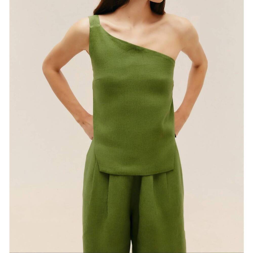 NEW HAIGHT asymmetric one shoulder top in green